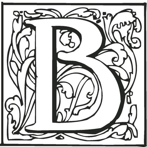 Letter B With Ornament Coloring Page